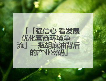 「强信心 看发展 优化营商环境争一流」一瓶胡麻油背后的产业密码