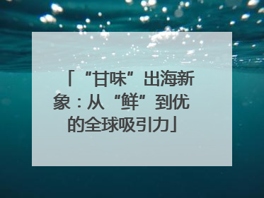 “甘味”出海新象：从“鲜”到优的全球吸引力