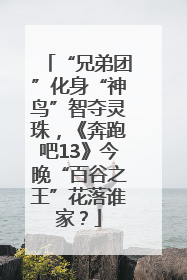 “兄弟团”化身“神鸟”智夺灵珠，《奔跑吧13》今晚“百谷之王”花落谁家？