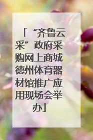 “齐鲁云采”政府采购网上商城德州体育器材馆推广应用现场会举办