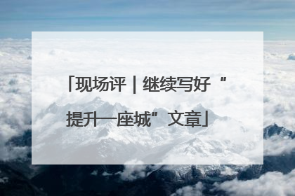 现场评｜继续写好“提升一座城”文章