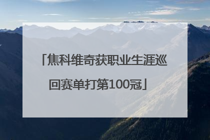 焦科维奇获职业生涯巡回赛单打第100冠