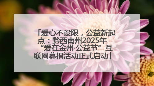 爱心不设限，公益新起点：黔西南州2025年“爱在金州·公益节”互联网募捐活动正式启动
