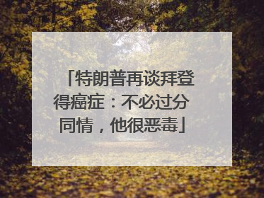 特朗普再谈拜登得癌症：不必过分同情，他很恶毒