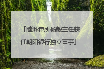 睦湃律所杨毅主任获任朝阳银行独立董事