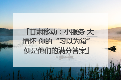 甘肃移动：小服务 大情怀 你的“习以为常”便是他们的满分答案