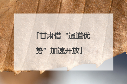 甘肃借“通道优势”加速开放