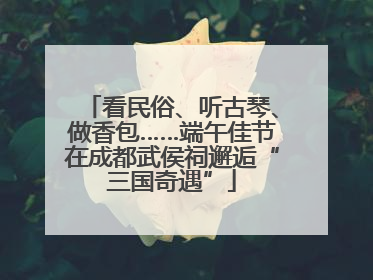 看民俗、听古琴、做香包……端午佳节在成都武侯祠邂逅“三国奇遇”