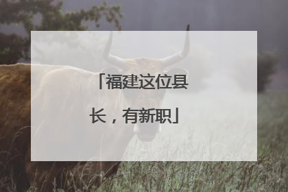 福建这位县长，有新职
