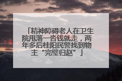 精神障碍老人在卫生院甩落一沓钱就走，两年多后桂阳民警找到物主“完璧归赵”