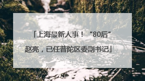 上海最新人事！“80后”赵亮，已任普陀区委副书记