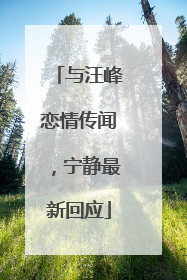 与汪峰恋情传闻，宁静最新回应