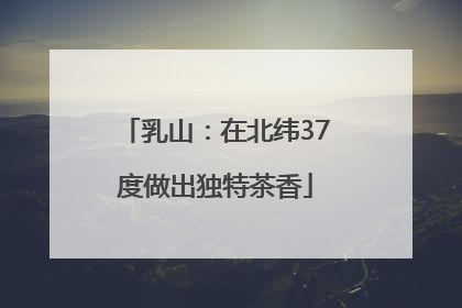 乳山：在北纬37度做出独特茶香