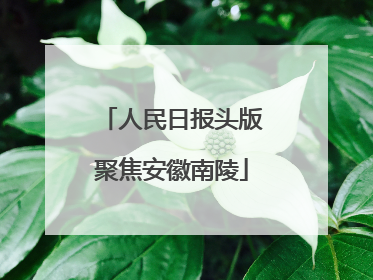 人民日报头版聚焦安徽南陵