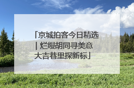 京城拍客今日精选｜烂缦胡同寻美意 大吉巷里探新标