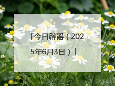 今日辟谣（2025年6月3日）