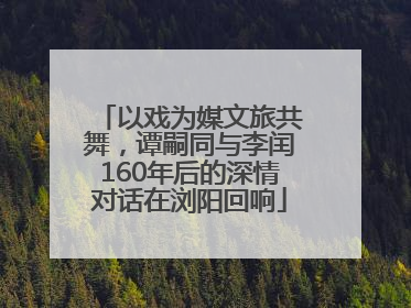 以戏为媒文旅共舞，谭嗣同与李闰160年后的深情对话在浏阳回响