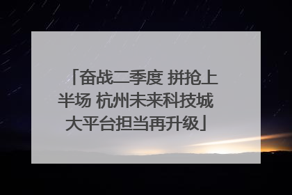 奋战二季度 拼抢上半场 杭州未来科技城大平台担当再升级