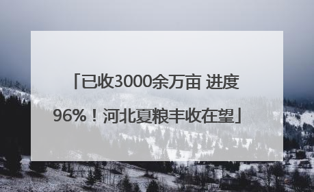 已收3000余万亩 进度96%！河北夏粮丰收在望