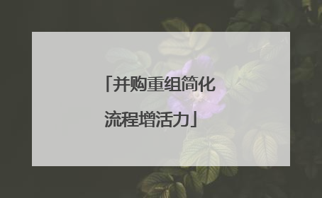 并购重组简化流程增活力