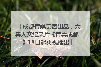 成都传媒集团出品，六集人文纪录片《诗美成都》18日起央视播出