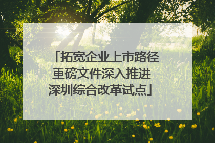 拓宽企业上市路径 重磅文件深入推进深圳综合改革试点