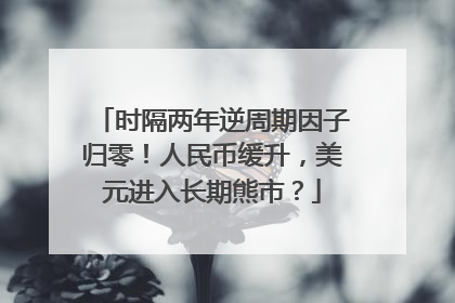 时隔两年逆周期因子归零！人民币缓升，美元进入长期熊市？
