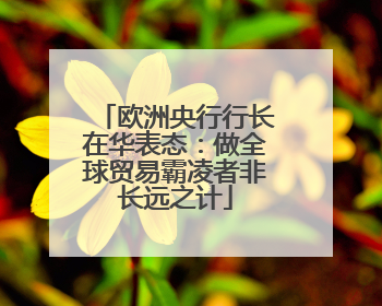 欧洲央行行长在华表态：做全球贸易霸凌者非长远之计