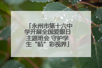 永州市第十六中学开展全国爱眼日主题班会 守护学生“睛”彩视界