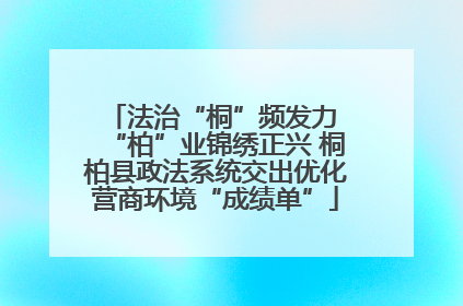法治“桐”频发力 “柏”业锦绣正兴 桐柏县政法系统交出优化营商环境“成绩单”