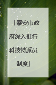 泰安市政府深入推行科技特派员制度