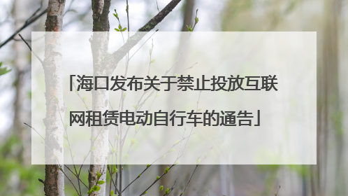 海口发布关于禁止投放互联网租赁电动自行车的通告