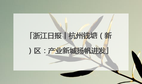 浙江日报丨杭州钱塘（新）区：产业新城扬帆进发