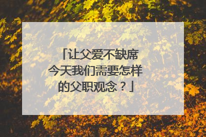 让父爱不缺席 今天我们需要怎样的父职观念？
