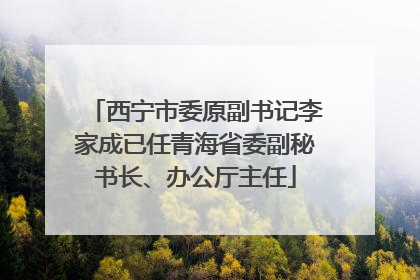 西宁市委原副书记李家成已任青海省委副秘书长、办公厅主任