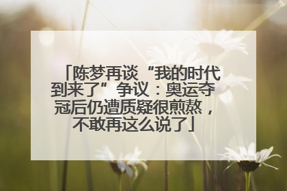 陈梦再谈“我的时代到来了”争议：奥运夺冠后仍遭质疑很煎熬，不敢再这么说了