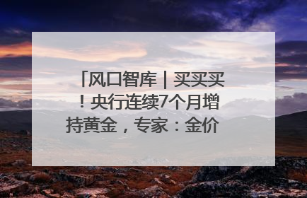风口智库｜买买买！央行连续7个月增持黄金，专家：金价或仍易涨难跌