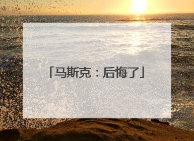 马斯克：后悔了