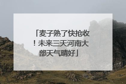 麦子熟了快抢收！未来三天河南大部天气晴好