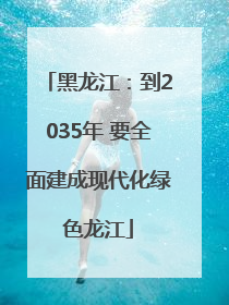 黑龙江：到2035年 要全面建成现代化绿色龙江
